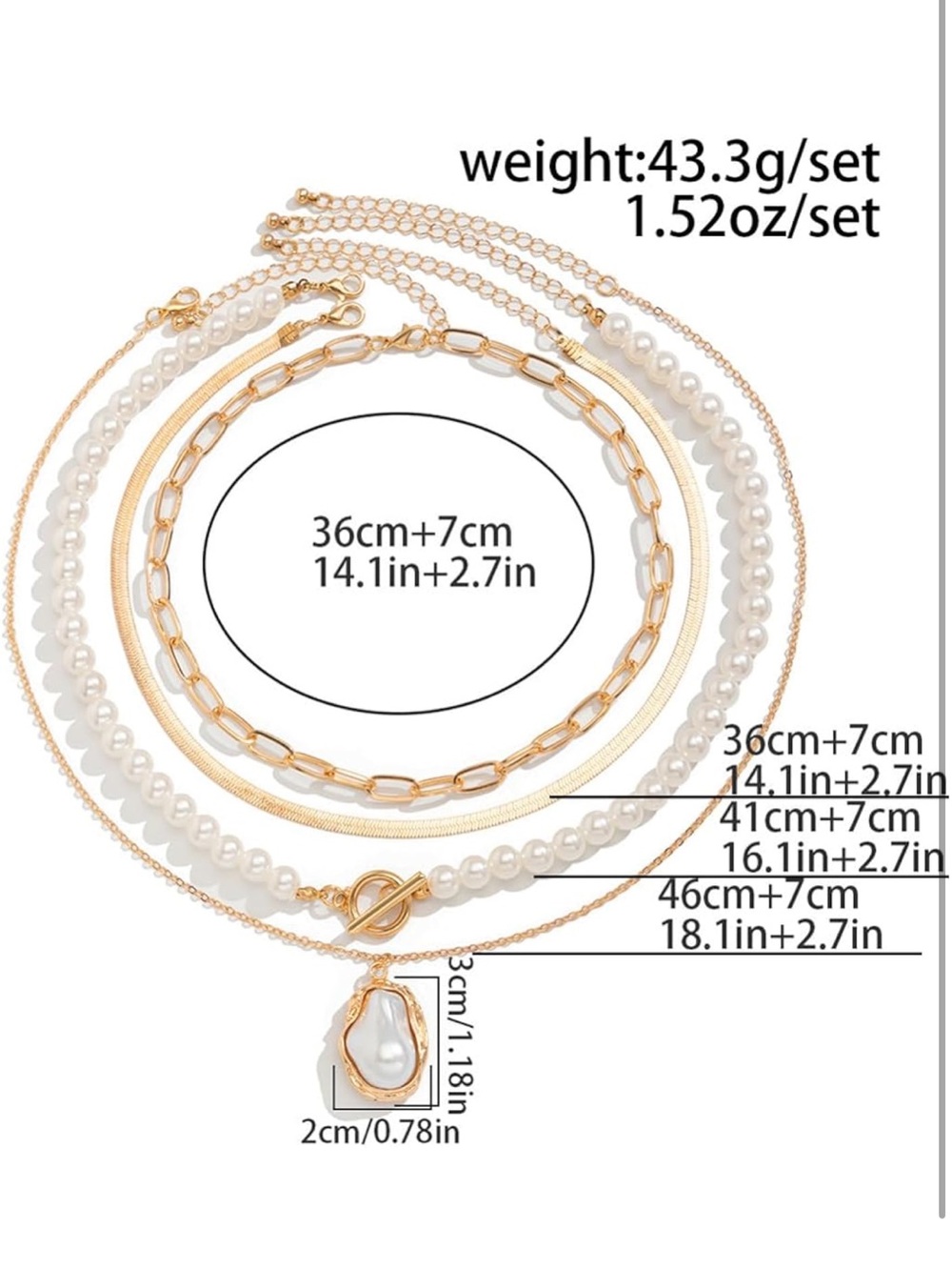 Anthropologie Gold and White Pearl Layered Pendant Necklace - Picture 4 of 6